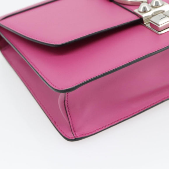 PRADA Clutch Bag Leather Pink Silver Auth 181770A