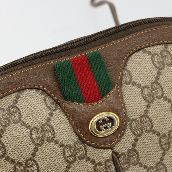 GUCCI GG Supreme Web Sherry Line Bag PVC Beige Gold 904 02 047 Auth 181772