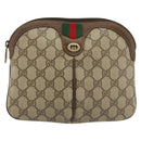 GUCCI GG Supreme Web Sherry Line Bag PVC Beige Gold 904 02 047 Auth 181772-13