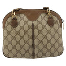 GUCCI GG Supreme Web Sherry Line Bag PVC Beige Gold 904 02 047 Auth 181772-2