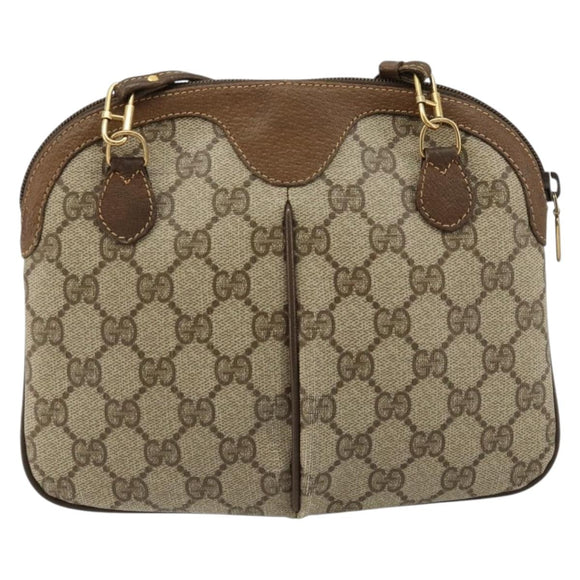 GUCCI GG Supreme Web Sherry Line Bag PVC Beige Gold 904 02 047 Auth 181772