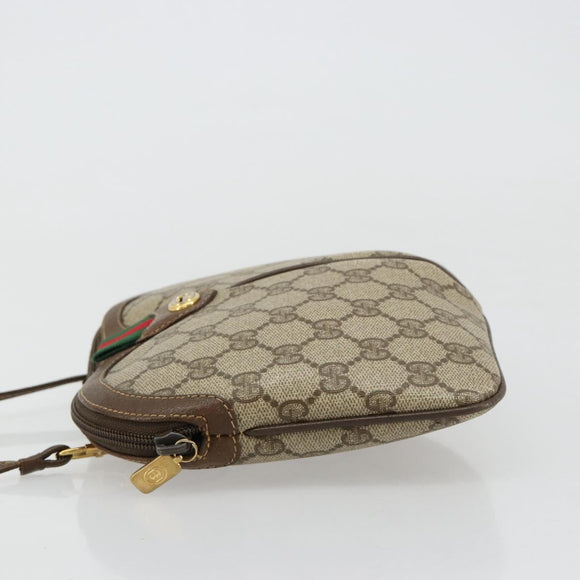 GUCCI GG Supreme Web Sherry Line Bag PVC Beige Gold 904 02 047 Auth 181772