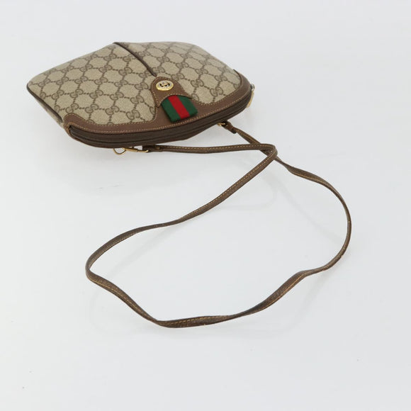 GUCCI GG Supreme Web Sherry Line Bag PVC Beige Gold 904 02 047 Auth 181772