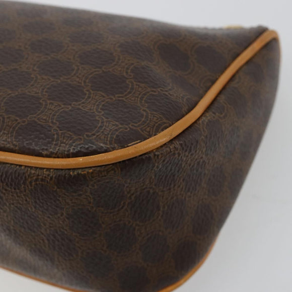 CELINE Macadam Canvas Accessoire-Tasche PVC Leder Braun Gold Auth 181773