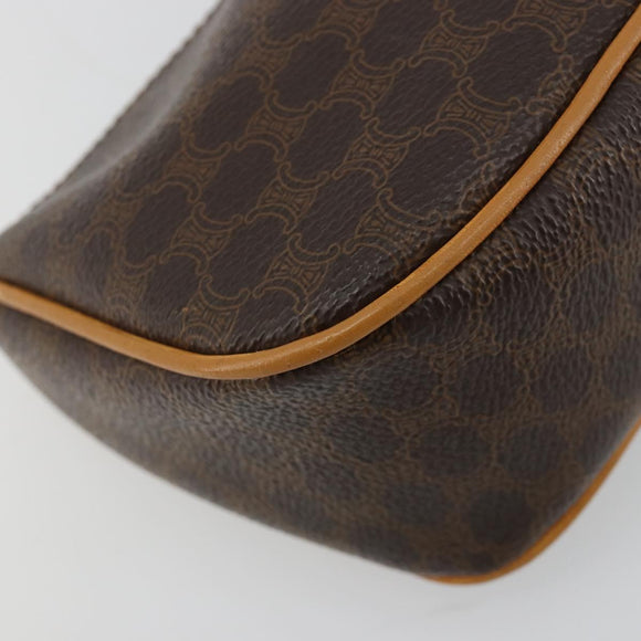 CELINE Macadam Canvas Accessoire-Tasche PVC Leder Braun Gold Auth 181773