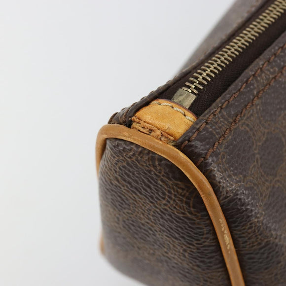 CELINE Macadam Canvas Accessoire-Tasche PVC Leder Braun Gold Auth 181773