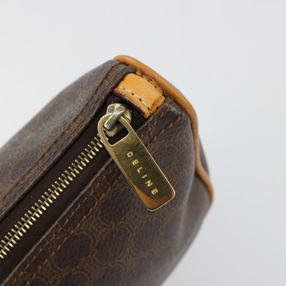 CELINE Macadam Canvas Accessoire-Tasche PVC Leder Braun Gold Auth 181773