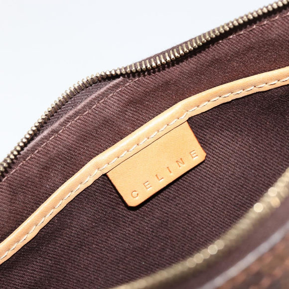 CELINE Macadam Canvas Accessoire-Tasche PVC Leder Braun Gold Auth 181773
