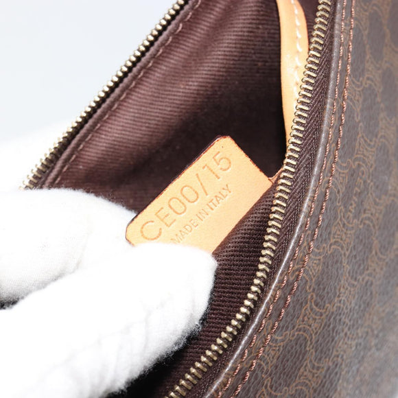 CELINE Macadam Canvas Accessoire-Tasche PVC Leder Braun Gold Auth 181773