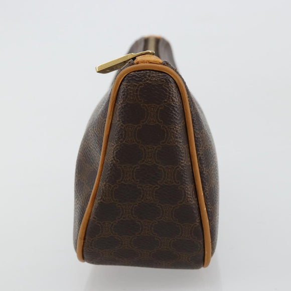 CELINE Macadam Canvas Accessoire-Tasche PVC Leder Braun Gold Auth 181773