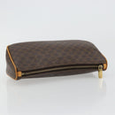 CELINE Macadam Canvas Accessoire-Tasche PVC Leder Braun Gold Auth 181773-6