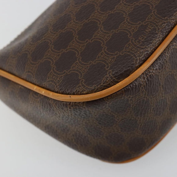CELINE Macadam Canvas Accessoire-Tasche PVC Leder Braun Gold Auth 181773