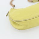 PRADA Schoudertas met Ketting Nylon Geel Goud Auth 181775A-15