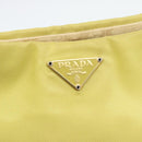 PRADA Schoudertas met Ketting Nylon Geel Goud Auth 181775A-18