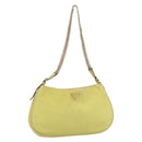 PRADA Schoudertas met Ketting Nylon Geel Goud Auth 181775A-1