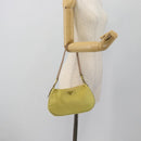 PRADA Schoudertas met Ketting Nylon Geel Goud Auth 181775A-24