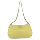 PRADA Schoudertas met Ketting Nylon Geel Goud Auth 181775A-13