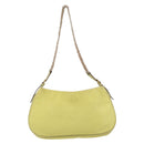 PRADA Schoudertas met Ketting Nylon Geel Goud Auth 181775A-2