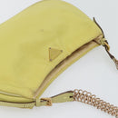PRADA Schoudertas met Ketting Nylon Geel Goud Auth 181775A-6