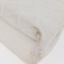 CHANEL Matelasse Chain Shoulder Bag Lamb Skin White Gold CC Auth 181776V-17