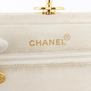 CHANEL Matelasse Chain Shoulder Bag Lamb Skin White Gold CC Auth 181776V-19