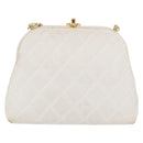 CHANEL Matelasse Chain Shoulder Bag Lamb Skin White Gold CC Auth 181776V-13