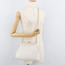 CHANEL Matelasse Chain Shoulder Bag Lamb Skin White Gold CC Auth 181776V-24