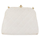CHANEL Matelasse Chain Shoulder Bag Lamb Skin White Gold CC Auth 181776V-2