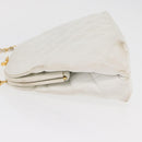 CHANEL Matelasse Chain Shoulder Bag Lamb Skin White Gold CC Auth 181776V-4