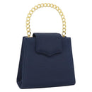 GIVENCHY Chain Hand Bag Nylon Navy Gold Auth 181777-1