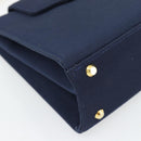 GIVENCHY Chain Hand Bag Nylon Navy Gold Auth 181777-14