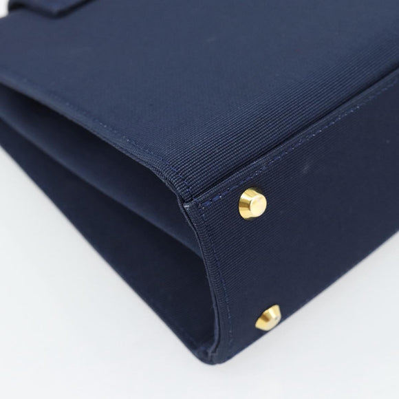 GIVENCHY Chain Hand Bag Nylon Navy Gold Auth 181777