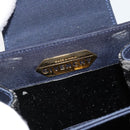 GIVENCHY Chain Hand Bag Nylon Navy Gold Auth 181777-17