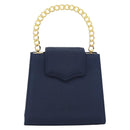 GIVENCHY Chain Hand Bag Nylon Navy Gold Auth 181777-13