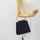 GIVENCHY Chain Hand Bag Nylon Navy Gold Auth 181777-20