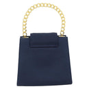 GIVENCHY Chain Hand Bag Nylon Navy Gold Auth 181777-2