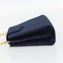 GIVENCHY Chain Hand Bag Nylon Navy Gold Auth 181777-3