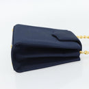 GIVENCHY Chain Hand Bag Nylon Navy Gold Auth 181777-4