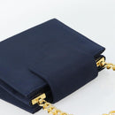 GIVENCHY Chain Hand Bag Nylon Navy Gold Auth 181777-6