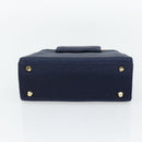 GIVENCHY Chain Hand Bag Nylon Navy Gold Auth 181777-5