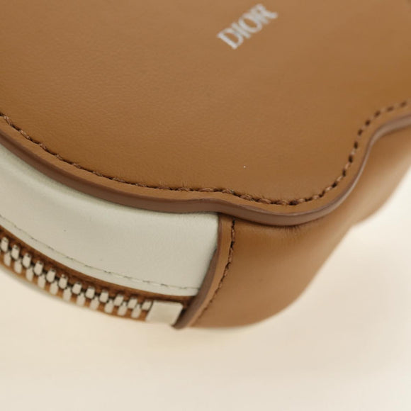Christian Dior Bobby Portemonnee Tas Leer Beige Zilver Auth 181779SM