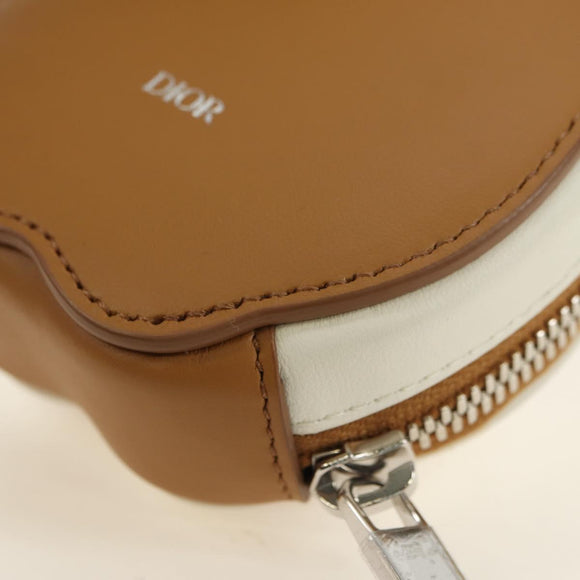 Christian Dior Bobby Portemonnee Tas Leer Beige Zilver Auth 181779SM
