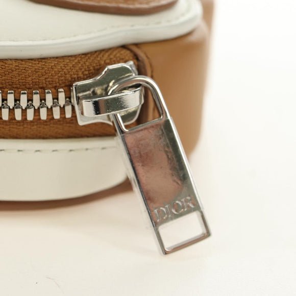 Christian Dior Bobby Portemonnee Tas Leer Beige Zilver Auth 181779SM