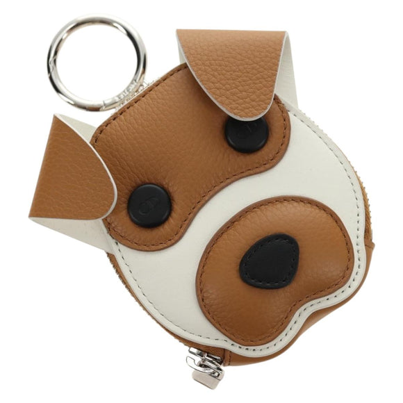 Christian Dior Bobby Portemonnee Tas Leer Beige Zilver Auth 181779SM