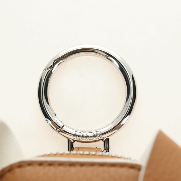 Christian Dior Bobby Portemonnee Tas Leer Beige Zilver Auth 181779SM