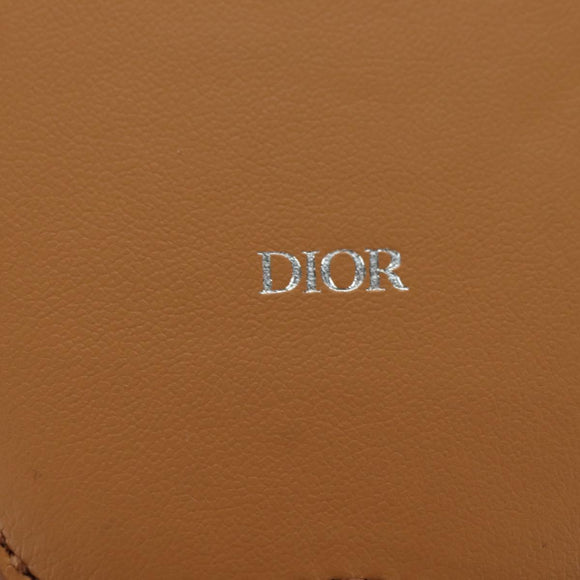 Christian Dior Bobby Portemonnee Tas Leer Beige Zilver Auth 181779SM