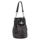 Vivienne Westwood Hand Pouch Bag Leather Black Silver Auth 181785A-1