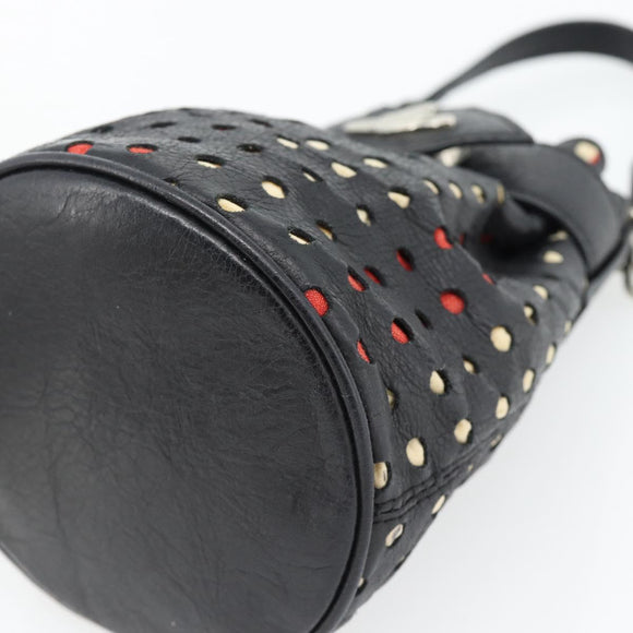 Vivienne Westwood Hand Pouch Bag Leather Black Silver Auth 181785A