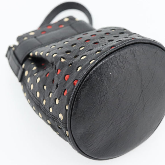 Vivienne Westwood Hand Pouch Bag Leather Black Silver Auth 181785A