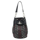 Vivienne Westwood Hand Pouch Bag Leather Black Silver Auth 181785A-2